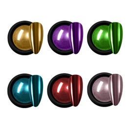 Gadcrystal Chrome Powder for Nails,6Colors Fairy Chrome Powder Kit Mirror Luster Effect Charm Chrome Powder for Gel Nails,Aurora Chrome Nail Powder for Nail Art,Chrome Powder for Acrylic Nails