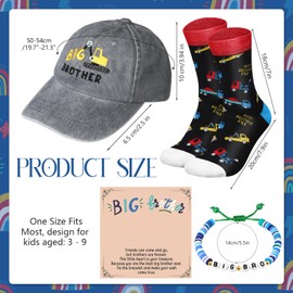 Skicuff 3 Pcs Big Sister Big Brother Gifts for Girls Boys Bracelet Baseball Caps and Sock for Gift(Brother)