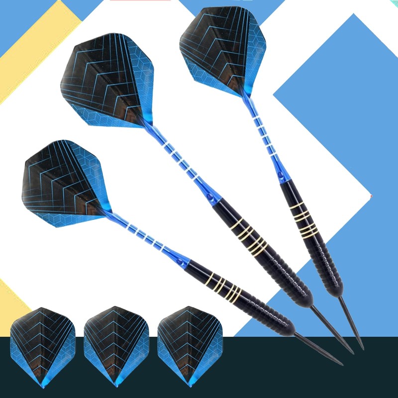 3 Pcs Blue Professional Darts,Darts 22g, Steel Darts with Aluminum