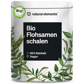 natural elements Bio Flohsamenschalen – 500g Beutel – 99+% Reinheit, biozertifiziert, vegan – Low-Carb, ballaststoffreich, glutenfrei – ohne unnötige Zusätze, laborgeprüfte Qualität