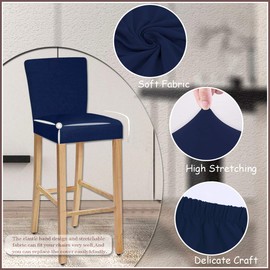SHILV. HOME Stretch Removable Washable Bar Stool Covers,Dining Room Chair Covers,Barstool Chair Slipcovers Pub Counter Seat Cover (Navy,Set of 4)