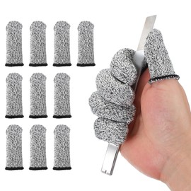 PATIKIL Cut Resistant Finger Cots Protectors 2.4 x 1 Inch, 10 Pcs Reusable Anti-Cut Finger Sleeve Covers for Kitchen Food Cutting Sculpture Work Garden, Grey