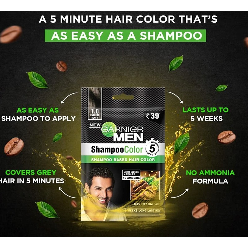 Garnier Men Shampoo Hair Color 30ml 2 Variant Natural Black