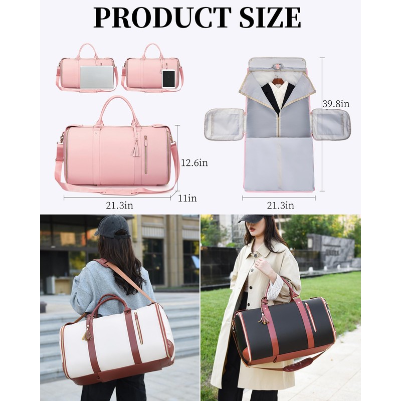 Rolling Garment Bag for Travel, 3-in-1 Convertible Carry On Garment