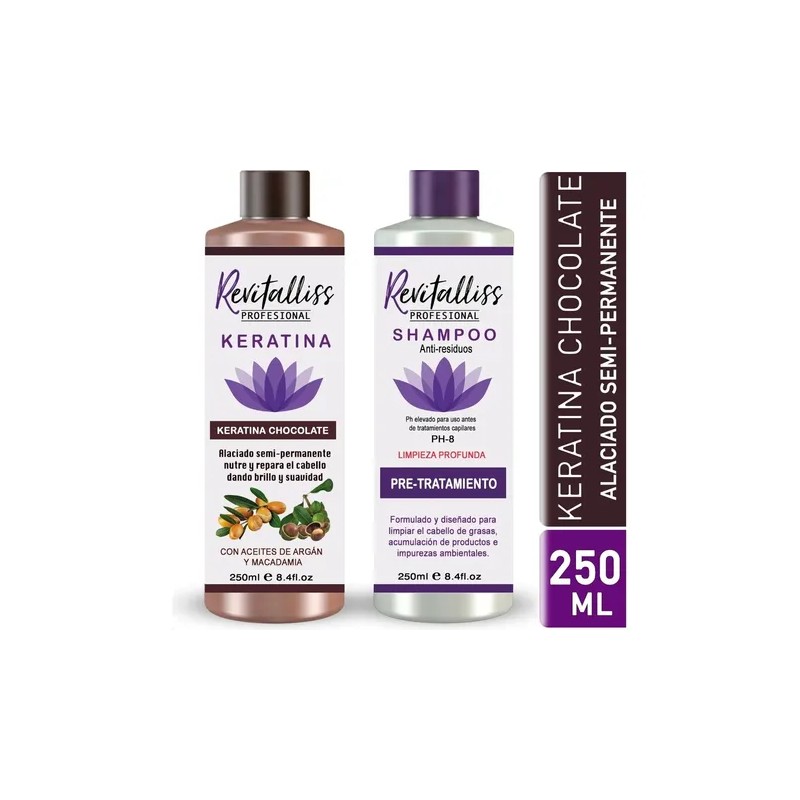 Tratamiento Keratina Brasileña Alaciado Permanente Kit 250ml
