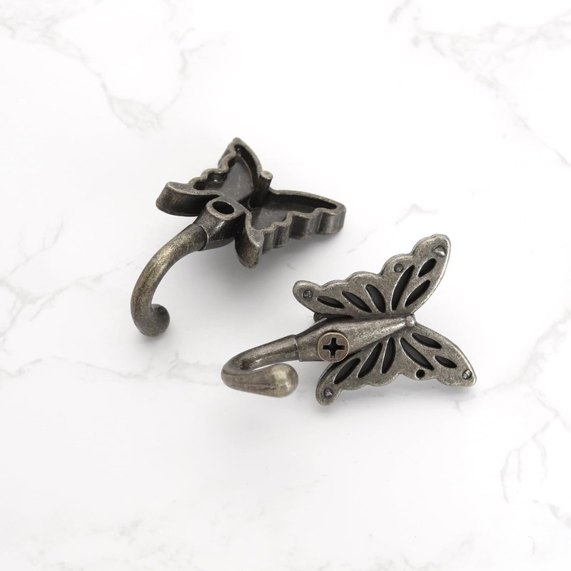 VGOL 4 Pcs Butterfly Shaped Wall Hooks Antique Decorative Wall