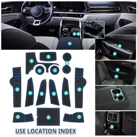 Door Slot Mat for Kia Sportage 2023+ Accessories Interior Mat 2023+ Kia Sportage NQ5 Cup Holder Insert Kia Sportage Center Console Liner Mat Compatible with 2023 2024 2025 Kia Sportage(14PCS/Sets)
