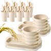 Weewooday 48 Pcs Wheat Straw Tableware Set for 8 Wheat