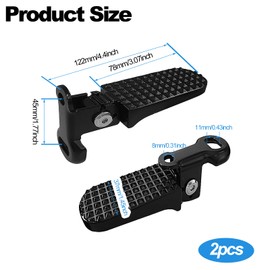 1 Pair Bike Rear Pedals, Aluminium Alloy Bike Pegs, Mini Folding Bicycle Foot Pegs, Non-Slip Rear Seat Footrest Pedals for Mountain Bike E-Bike (Black)