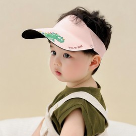 HeyCaps Kids Sun Visor Hat UV Protection Summer Cap with Cute Dinosaur Design Lightweight Breathable Outdoor Sports Hat for 1-8 Years Pink