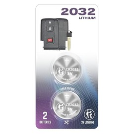 (2 Pack) CR2032 2032 Smart Remote Key Fob OEM Battery fits Key case Shell (2004-2009) for Toyota Prius (remotes with FCC ID: MOZB31EG, MOZB21TG Black or Silver Emblem on Back)