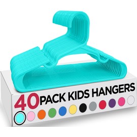 Utopia Home (Pack of 40, Turquoise) Children's Plastic Baby Clothes Hangers for Children's Room and Wardrobe, Durable and Slim Children's Clothes Hangers, Space Saving Hangers for Toddlers