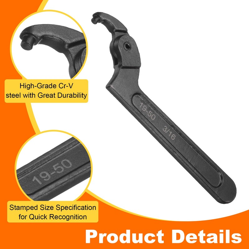 sourcing map C Hook Spanner Wrench, 3/4 to 2 inches