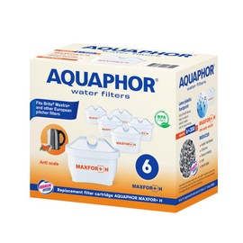 Aquaphor Maxphor+ Maxphor+ H Filter Cartridge for Extra Hard Water Replacement Filter Water Filter Pack of 6 with Extra Limescale Protection AQUALEN for Table Water Filter