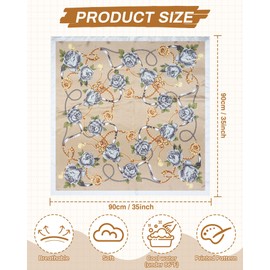 Mesovor 35” Square Head Scarf for Women, 3 Pack Like Silk Satin Headscarf Hair Neck Scarf Top Bandanas for Sleeping (Floral (Black/Camel/Beige))