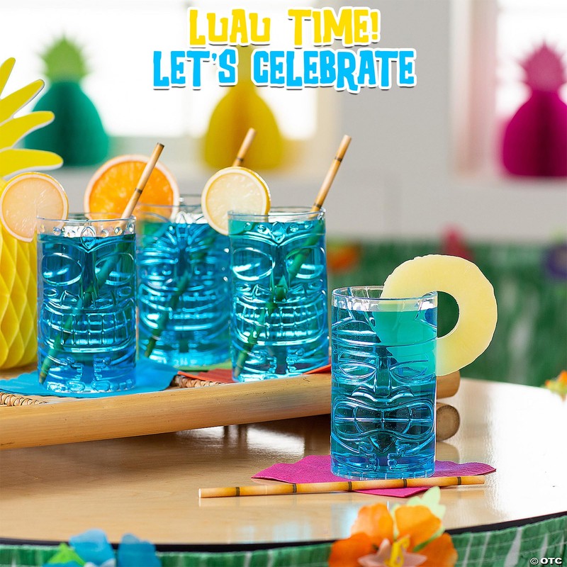 Fun Express Bulk Clear Tiki Totem Plastic Cups, 24 Piece