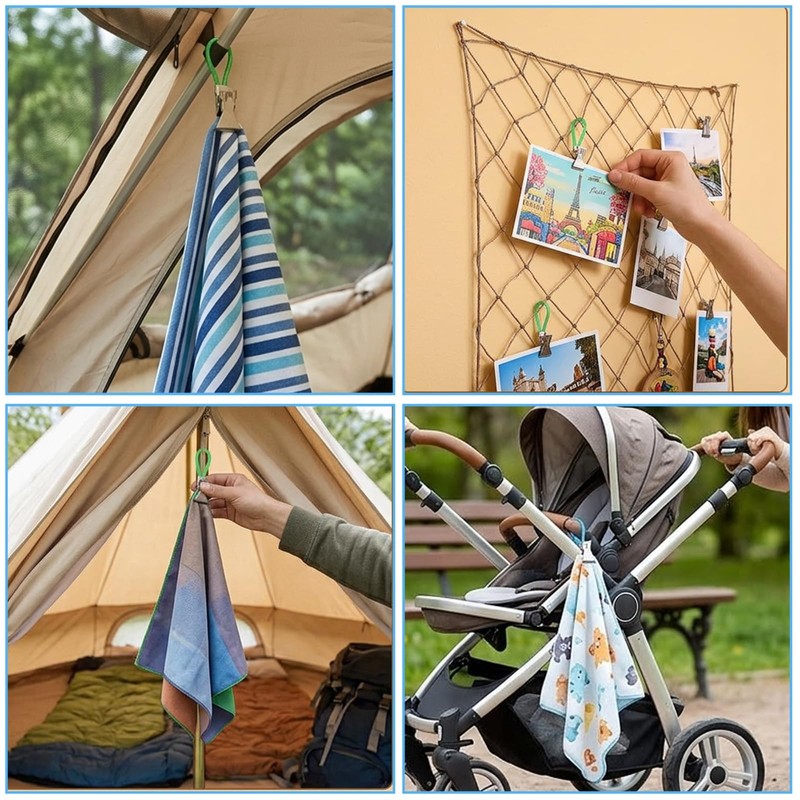 15 Pcs Towels Clips with Hanging Loop, Hanging Towel Clip