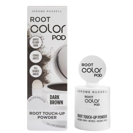 Jerome Russell Root Color Pod DARK BROWN | Root Touch Up Powder | Instant Grey Coverage for Roots & Hairline | Thinning Hair Filler | Smudge Proof | Vegan | With Precision & Full Cover Applicators