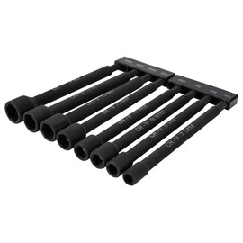 Performance Tool W9064 9 Pc. Metric Magnetic Nut Driver Bit Set, Chrome Vanadium Steel, Black Phosphate Coating, 1/4-in. Drive, includes Storage Rail