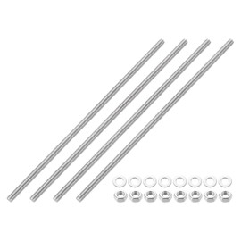 QUARKZMAN 4 Stück Vollgewinde-Stange, M6 x 200mm 201 Edelstahl Rechtsgewinde-Stangen mit Muttern und Unterlegscheiben Vollgewinde-Stangenstange für Klemmen, Hänger und U-Bolzen