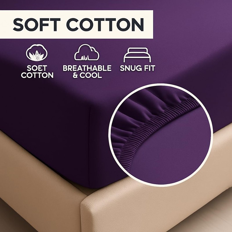 NIYS Luxury Bedding Finest 100% Egyptian Cotton 10"/25CM Fitted Sheets,