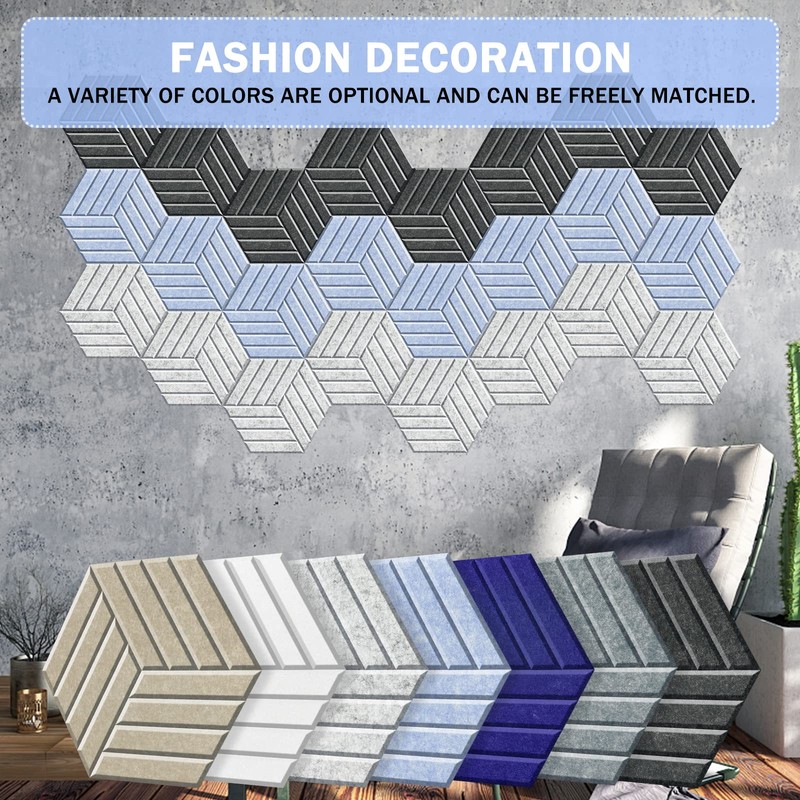 SHJADE 12 Pieces Hexagon Sound Absorbing Panels Self-Adhesive, 14" X