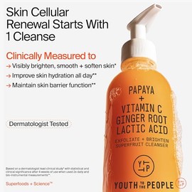 Youth To The People Limpiador Facial Exfoliante Suave Superfruit (145 Ml), Gel De Ducha Con Papaya Y Vitamina C, Exfolia E Ilumina, Piel Radiante Y Lu