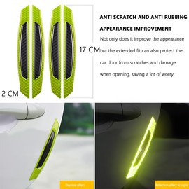 CGEAMDY Pack of 4 Carbon Fibre Car Door Edge Protection, Car Door Edge Protection Sticker, Car Bumper Guard Anti-Scratch Protector Trim Sticker (Green & Black)