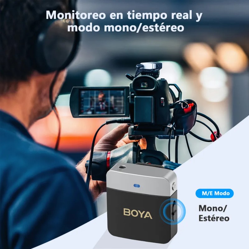 BOYA BY-M1V2 Micrófono Lavalier Inalámbrico de Doble Canal Cancelación de