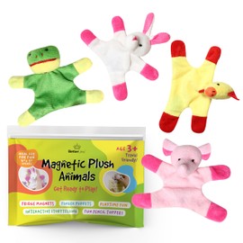 Animal Magnets Toy Set for Refrigerator, Fridge and Board Magnets, Plush Animal Toys (4-Piece Set)