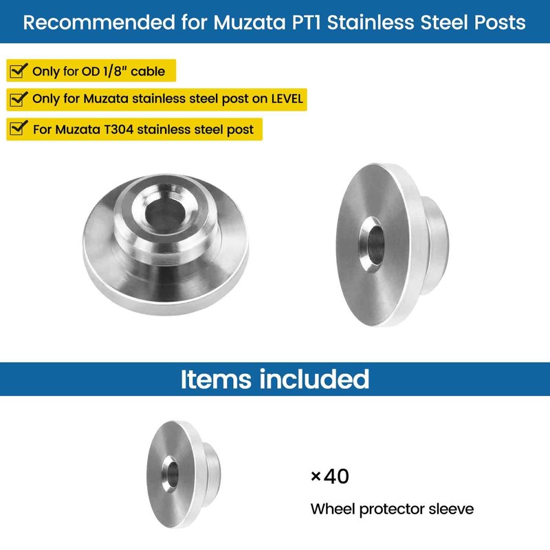 Muzata 40 Pack 1/8" Level Wheel Protector Sleeve Cable Railing