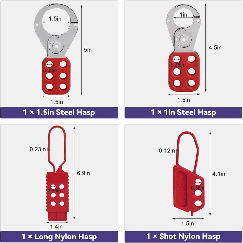 Boviisky Lockout Tagout Kit with Red Safety Padlocks, Hasps Set,