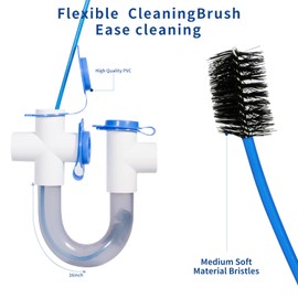 DECOAIRCON 3/4 -inch Standard Condensate Trap with Cleaning Brush, PVC U Trap for HVAC Systems, Air Conditioner, Effectively Drains Condensate.