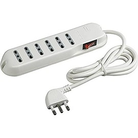 Bticino 3631dB 2-Pin 6-Way Socket Strip with Illuminated Switch, White