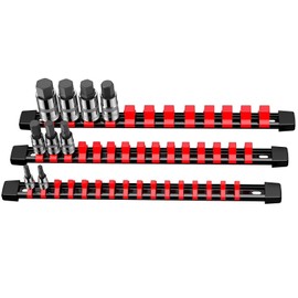 VORXEON 3PCS ABS Socket Organizer Holder Storage Rail 1/4 Inch x 16 Clips and 3/8 Inch x 15 Clips and 1/2 Inch x 12 Clips for Tool Box Drawer