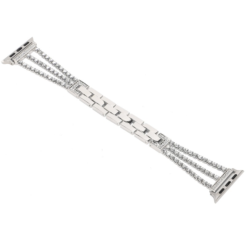 Rhinestone Brass Metal Bracelet Watch Band Strap Replacement for IOS