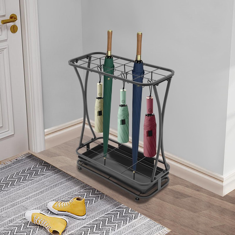 QUSKLISU Industrial Metal Umbrella Holder Stand with 18 Slots &