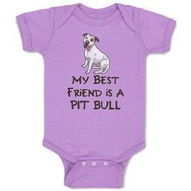 Cute Rascals Baby Bodysuit My Best Friend Is A Pit Bull Dog Lover Pet Boy & Girl Baby Clothes Funny Cotton Lavender Design Only 12 Months
