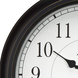 AcuRite 75473 24-inch Weathered Black Wall Clock with Thermometer and Hygrometer