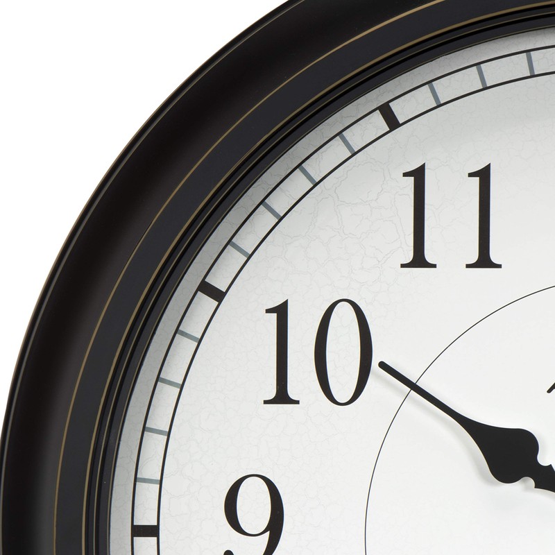 AcuRite 75473 24-inch Weathered Black Wall Clock with Thermometer and