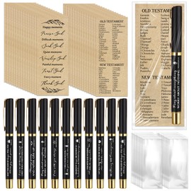 Spakon 40 Pcs Christian Church Gift Bulk 20 Bible Verse Pens and 20 Scripture Bookmarks Inspirational Religious Gifts for Sunday School Student Pastor Men Women Church Members(Black,Simple)