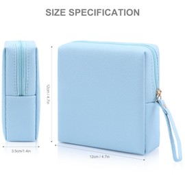 Teircno Sanitary Napkin Period bag for Teen Girls, Sanitary Napkin Storage Bag, PU Leather Sanitary Pad Bags Pounch, Portable Tampons Zipper Organizer Bag with Handle for School Girls