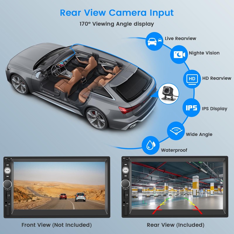 HIKITY Double Din Wireless Apple CarPlay Car Stereo 7 Inch
