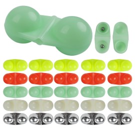 25Pcs Fishing Double Rattle Beads Catfish Rig Rattle Bell Beads Fishing Attractants Portable Plastic Fishing Beads for Catfish Striper Bass Pompano Fishing Alarm Tools