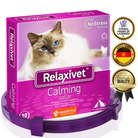 Relaxivet Calming Collar for Cats | Improved DE-Stress Formula | Reduces Anxiety During Travel, Fireworks, Thunder, Vet Visits | Helps to Relieve Stress, Scratching, Fighting (1 Count (Pack of 1))