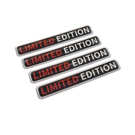 PTDecals 4 Pieces 90 x 15 mm Soft Flexible Epoxy Limited Edition Emblem Sticker for Vehicle Car Motorcycle Helmet Home Decoration (Black Red Silver)
