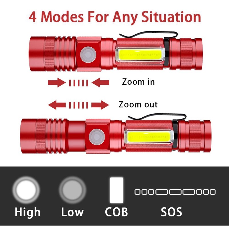 Vnina Rechargeable Tactical Flashlight, USB Magnetic Flashlights with COB Flash