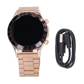 Smartwatch 1.32in IPS Screen Activity Tracker Fitness Bluetooth Smartwatch for Men Women Steel Taped Gold Black Dial