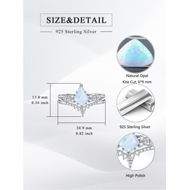 Luyona Natural Moss Agate Ring for Women 925 Sterling Silver Green Agate Engagement Ring Kite Cut Promise Wedding Ring Set for Mother Mother's Day Gifts-ABS8