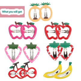 14Pcs Hair Clips Barrettes, Lovely Fruit Printed Pattern Metal Snap Hair Clips